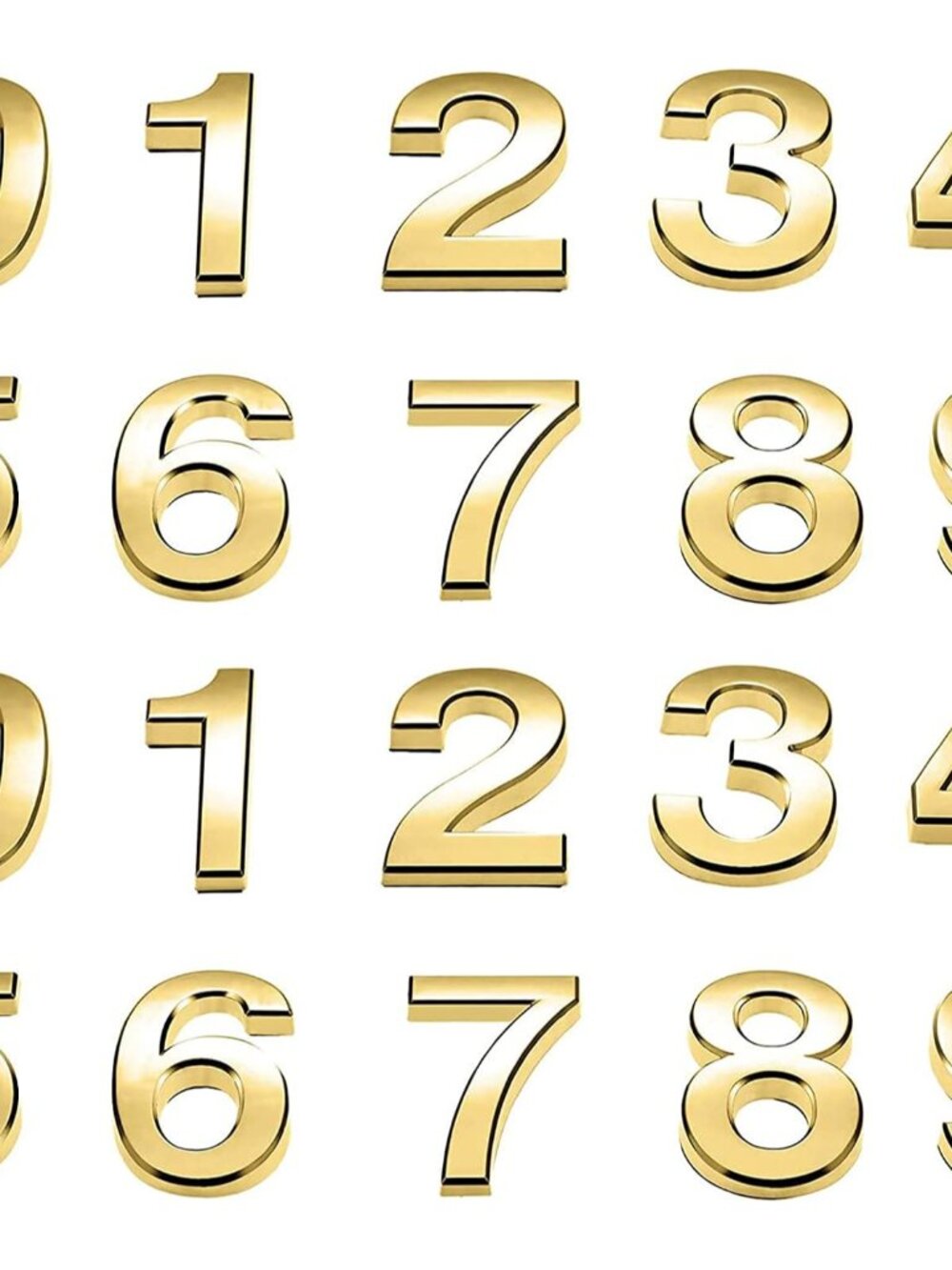20 Pcs Mailbox Numbers 0-9 3D Self Adhesive, 2 Inch, Gold